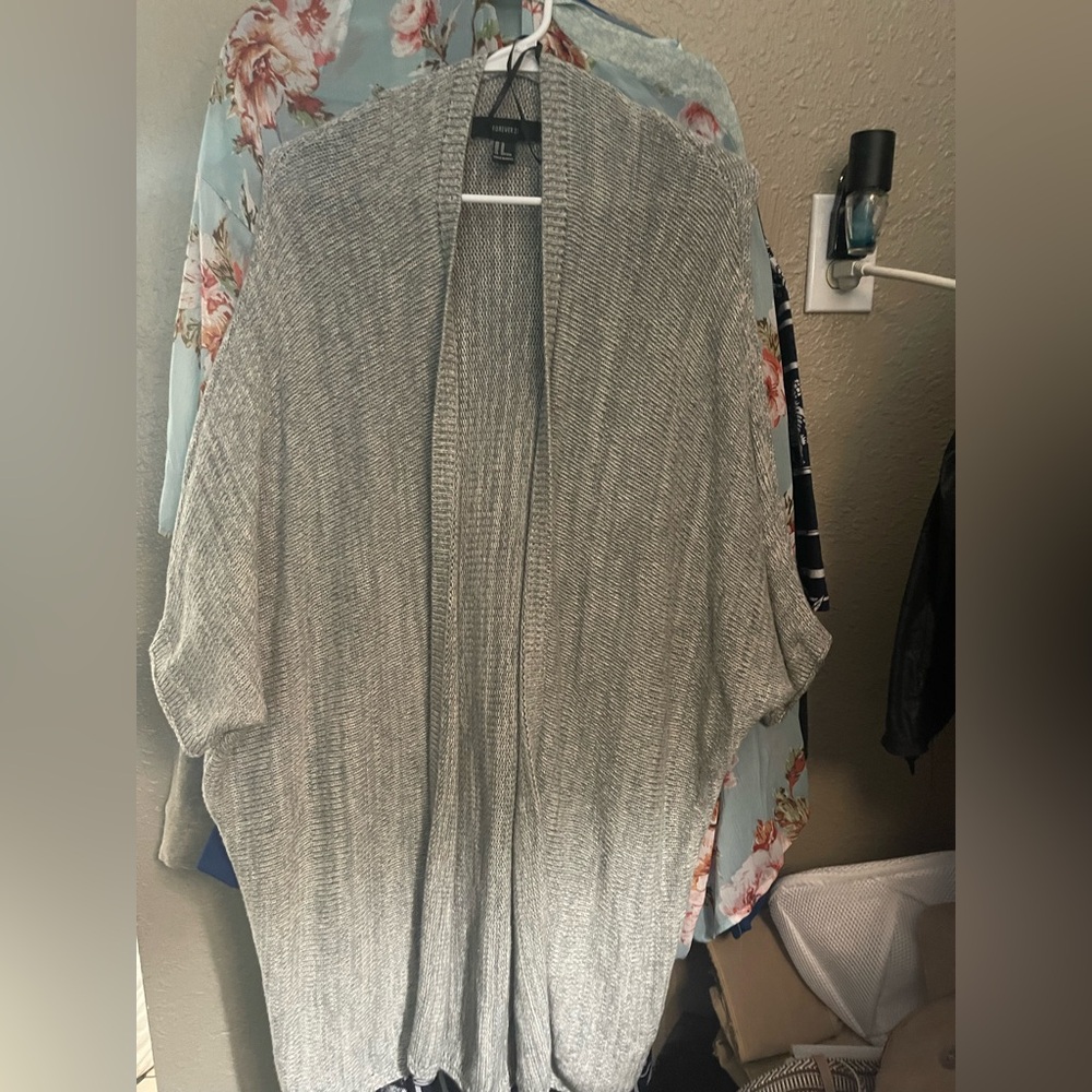 Forever 21 Heather Gray Open-Front Cardigan